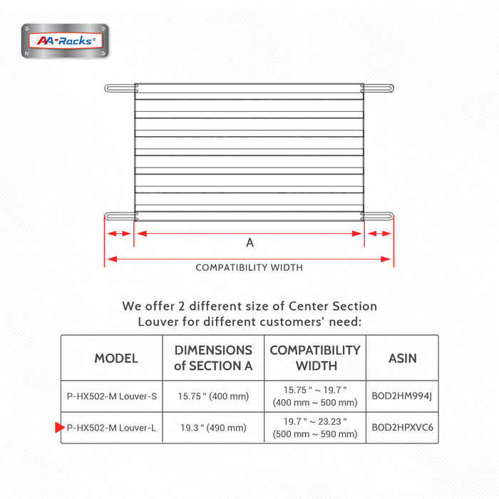 AA-Racks P-HX-502-M Louver Long Style Steel Headache Rack Middle Screen Protective Set, Truck Rack Accessories for Model HX-502(P-HX502-M Louver-L) - AA Products Inc