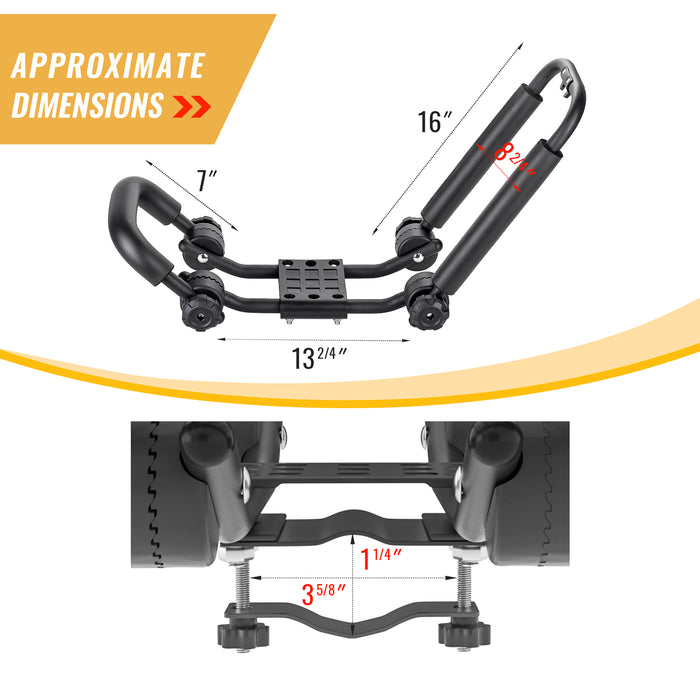 AA Racks Steel Double Folding Kayak Carrier Canoe J-Bar Roof Top Mount Racks for Car SUV Truck with Tie Down Straps (KX-200) - AA Products Inc