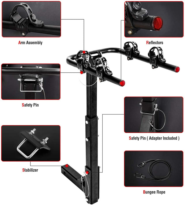 AA Products 2 Bike Rack Platform Hitch Mount Rack Foldable Bicycle Rack for Cars, Trucks, SUV's and Minivans, Fits 2'' Hitch Receiver(BRC-01) - AA Products Inc