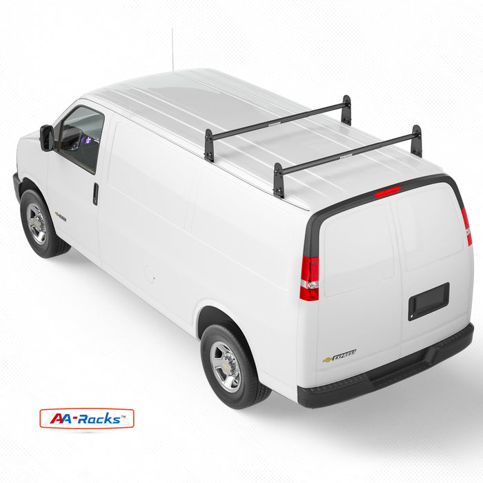 AA-Racks Universal Van Roof Ladder Rack Adjustable Rooftop Cargo Luggage Carrier Rack Ford Dodge Chevy - (X316) - AA Products Inc