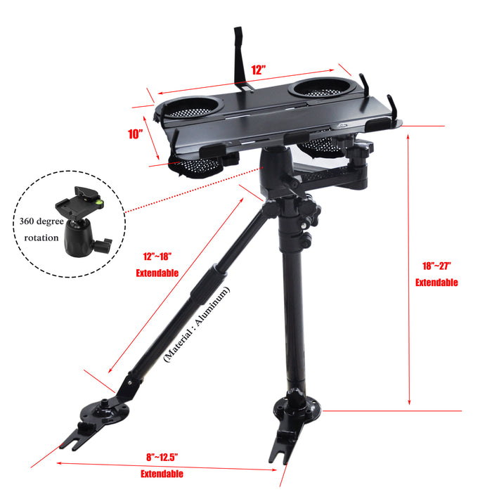 AA Products Car Laptop Computer Mount Stand with Adjustable Ball-Head (No Drilling Bracket and Aluminum Supporting Arm Included) (K002-AS) - AA Products Inc