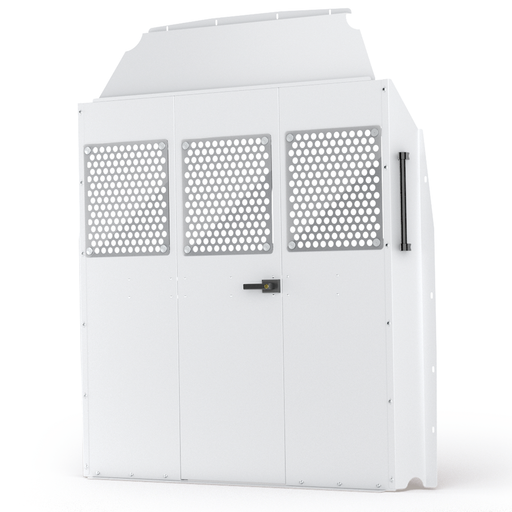 AA Products Model PT-TR-HR-DKWB Cargo Van Safety Partition Equipped with Acrylic Custom Window Board, High Roof Protective Bulkhead with Door Kit Fit for Transit Full Size Vans (PT-TR-HR-DKWB) - AA Products Inc
