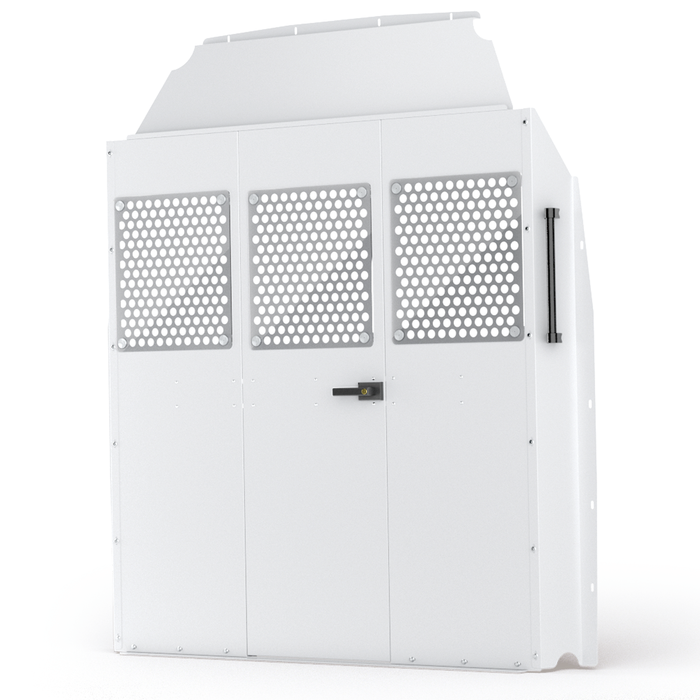 AA Products Model PT-TR-HR-DKWB Cargo Van Safety Partition Equipped with Acrylic Custom Window Board, High Roof Protective Bulkhead with Door Kit Fit for Transit Full Size Vans (PT-TR-HR-DKWB) - AA Products Inc