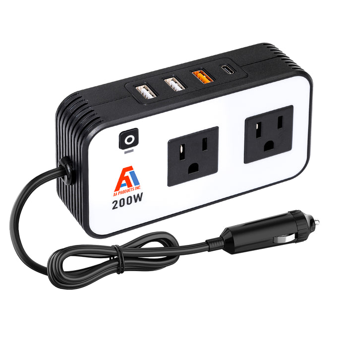AA Products P-SH-Power Inverter 12V DC to 110V AC 200W Car Charger Adapter Various Charging Protocols Fits AA Products Power Tool Organizer (P-SH-PI-01)