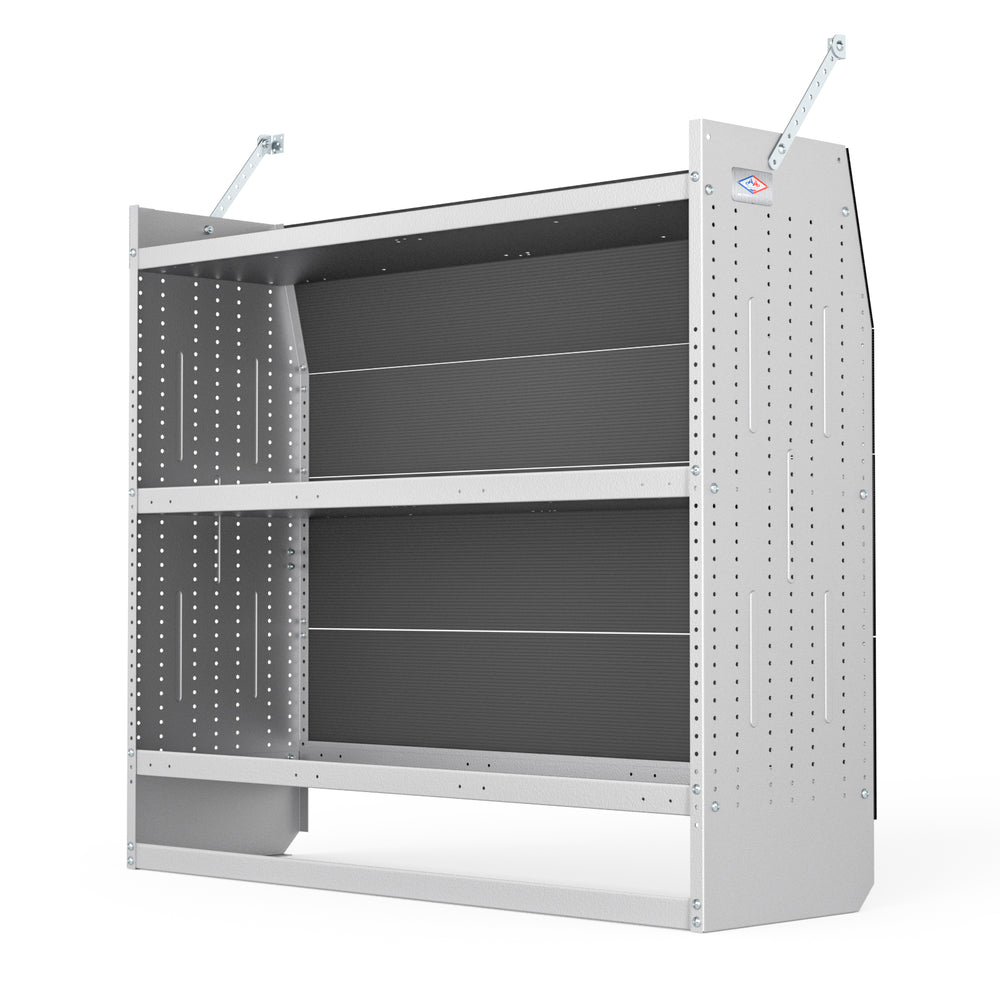 AA Products Model SH-4605-T3 Steel Low/ Mid/ High Roof Van Shelving Storage System Fits Transit, GM, NV, Promaster, Sprinter and Metris, Contoured Shelving Unit, 52" W x 46" H x 16" D(SH-4605-T3) - AA Products Inc