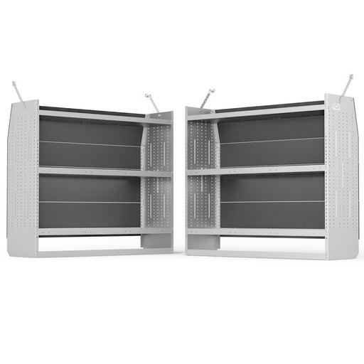 AA Products Model SH-4605-T3(2) Steel Low/Mid/High Roof Van Shelving Storage System Fits Transit, GM, NV, Promaster, Sprinter and Metris, Set of 2 Contoured Shelving Unit, 52" W x 46" H x 16" D - AA Products Inc