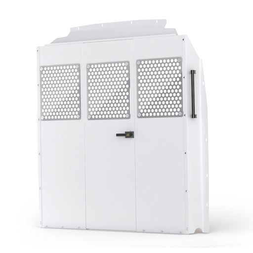 AA Products Model PT-TR-MR-DKWB Cargo Van Safety Partition Equipped with Acrylic Custom Window Board, Medium Roof Protective Bulkhead with Door Kit Fit for Transit Full Size Vans (PT-TR-MR-DKWB) - AA Products Inc