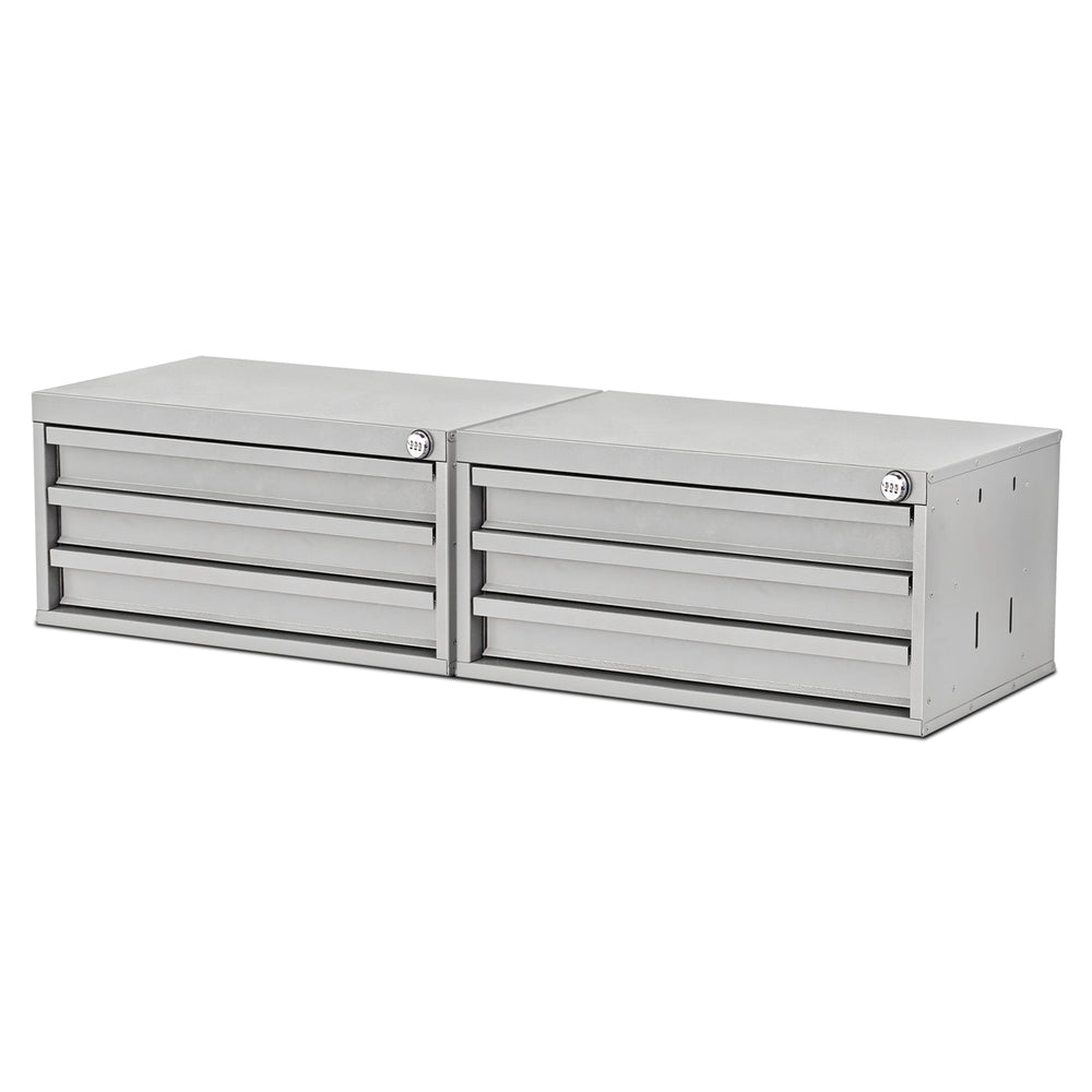 AA Products 3 Drawer Cabinet Set with Password Lock Designed for 16" D AA Van Shelving, Set of 2 Steel Storage Cabinet for Van, Utility Room, 25.75’’W x 12.5’’H x 15.6”D(DW-B30(2)) - AA Products Inc