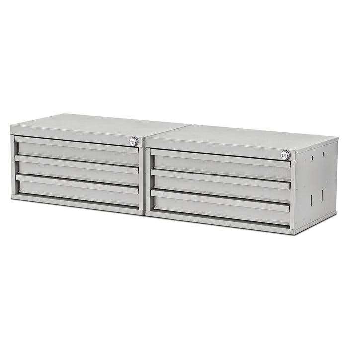AA Products 3 Drawer Cabinet Set with Password Lock Designed for 16" D AA Van Shelving, Set of 2 Steel Storage Cabinet for Van, Utility Room, 25.75’’W x 12.5’’H x 15.6”D(DW-B30(2)) - AA Products Inc