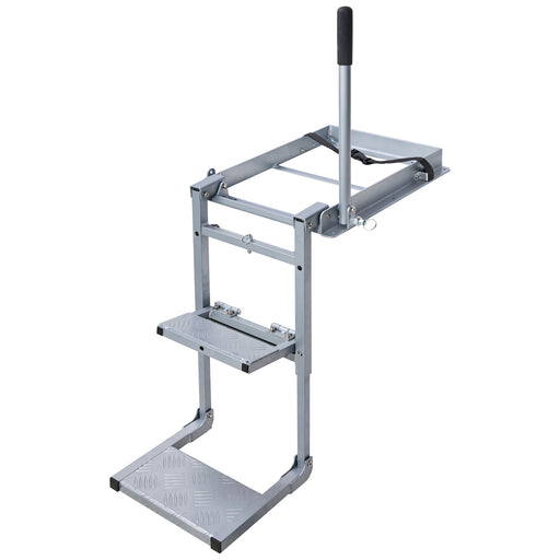AA Products Aluminum Foldable Tailgate Ladder Rack with Two Step Pad Rung Retractable Truck Tailgate Step with Stable Handrail, Wide Pedals for Work Flatbed Trucks and Equipment Trailers Easy Install Capacity 300 lb (APTL-03)