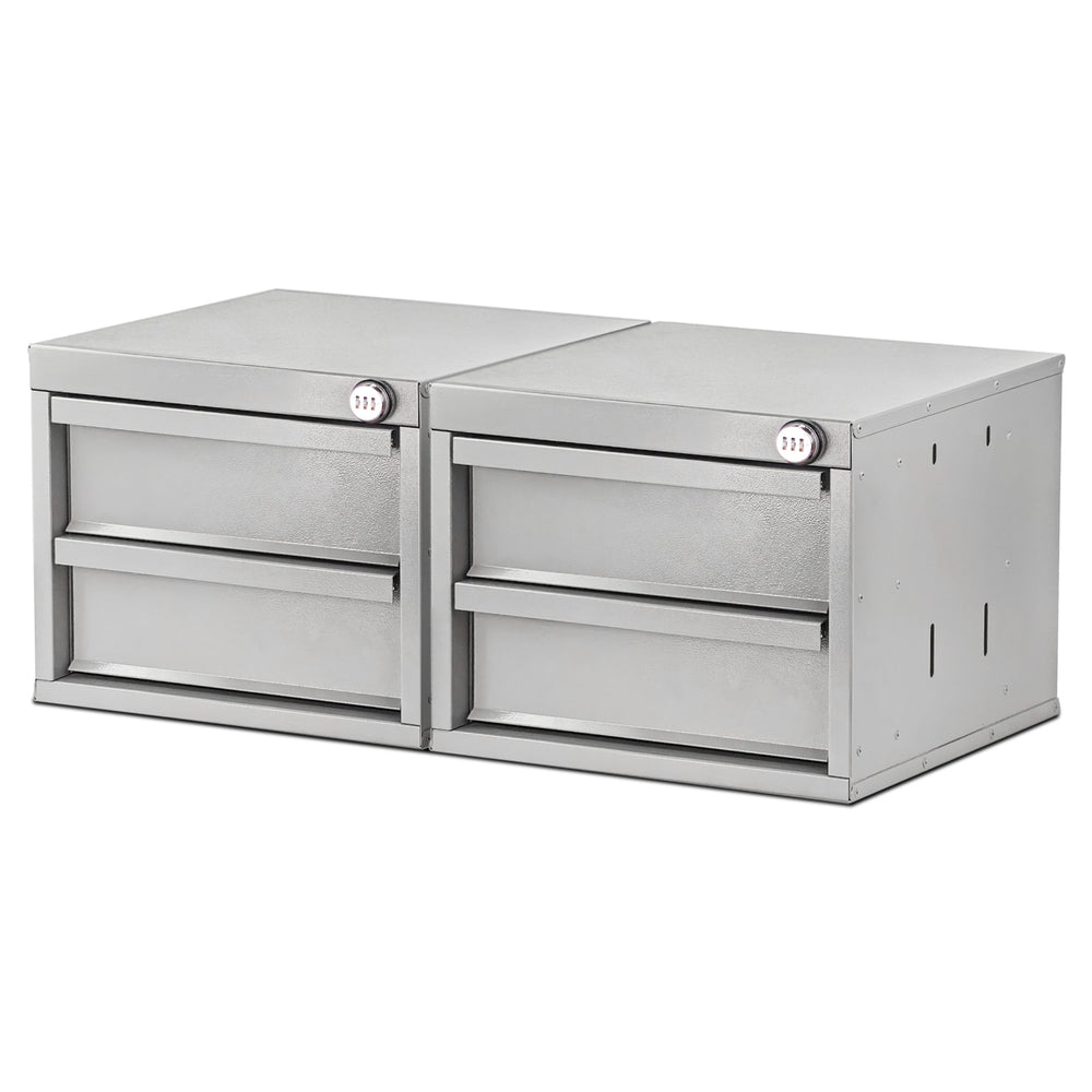 AA Products 2 Drawer Cabinet Set with Password Lock Designed for 16" D AA Van Shelving, Set of 2 Steel Storage Cabinet for Van, Utility Garage, 15.75’’W x 12.5’’H x 15.6”D(DW-A50(2)) - AA Products Inc