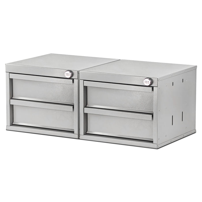 AA Products 2 Drawer Cabinet Set with Password Lock Designed for 16" D AA Van Shelving, Set of 2 Steel Storage Cabinet for Van, Utility Garage, 15.75’’W x 12.5’’H x 15.6”D(DW-A50(2)) - AA Products Inc