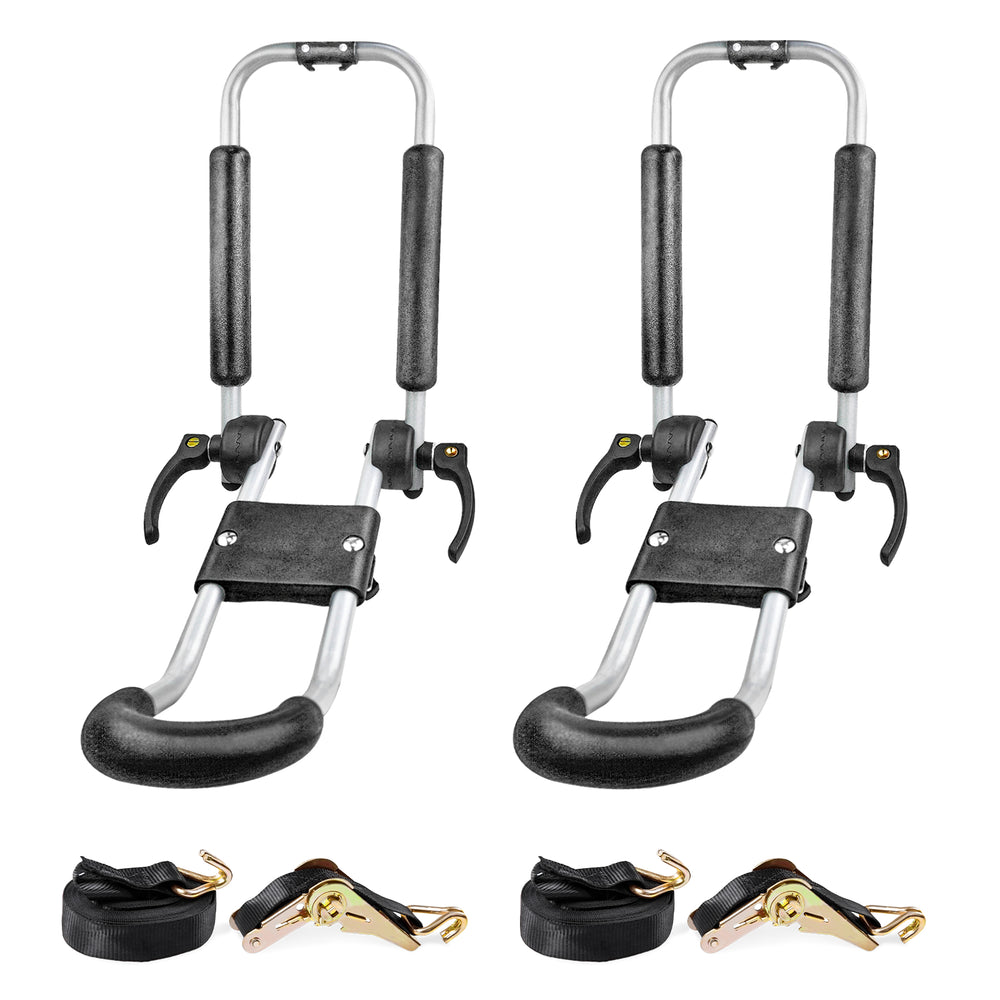 AA-Racks Folding Kayak Rack Car Roof Top Mounted, Aluminum Kayak Carrier with 16 Ft Ratchet Straps for Canoes, Ski Boards, Surf Boards,SUP on SUV Car Truck Trailer and Other Vehicles with Crossbars (KAX105) - AA Products Inc