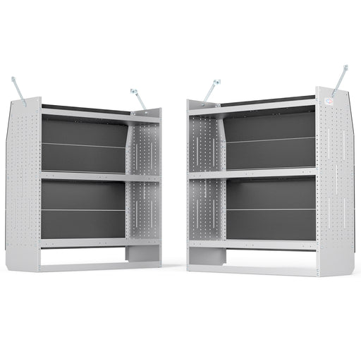 AA Products Model SH-4604-T3(2) Steel Low/Mid/High Roof Van Shelving Storage System Fits Transit, GM, NV, Promaster, Sprinter and Metris, Set of 2 Contoured Shelving Unit, 42" W x 46" H x 16" D - AA Products Inc