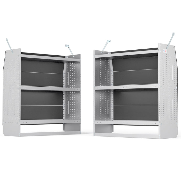 AA Products Model SH-4604-T3(2) Steel Low/Mid/High Roof Van Shelving Storage System Fits Transit, GM, NV, Promaster, Sprinter and Metris, Set of 2 Contoured Shelving Unit, 42" W x 46" H x 16" D - AA Products Inc