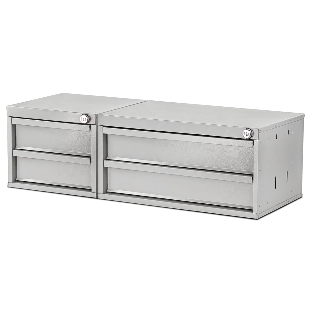 AA Products 2 Drawer Cabinet Set with Password Lock Designed for 16" D AA Van Shelving, Set of 2 Steel Storage Cabinet for Van, Utility Garage(DW-A50B50) - AA Products Inc