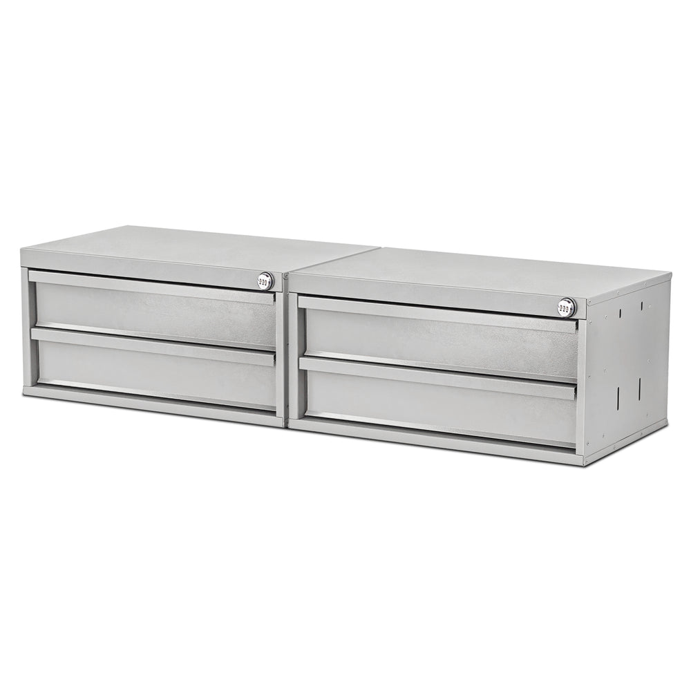 AA Products 2 Drawer Cabinet Set with Password Lock Designed for 16" D AA Van Shelving, Set of 2 Steel Storage Cabinet for Van, Utility Garage, 25.75’’W x 12.5’’H x 15.6”D(DW-B50(2）） - AA Products Inc