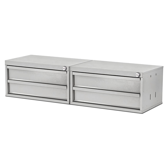 AA Products 2 Drawer Cabinet Set with Password Lock Designed for 16" D AA Van Shelving, Set of 2 Steel Storage Cabinet for Van, Utility Garage, 25.75’’W x 12.5’’H x 15.6”D(DW-B50(2）） - AA Products Inc