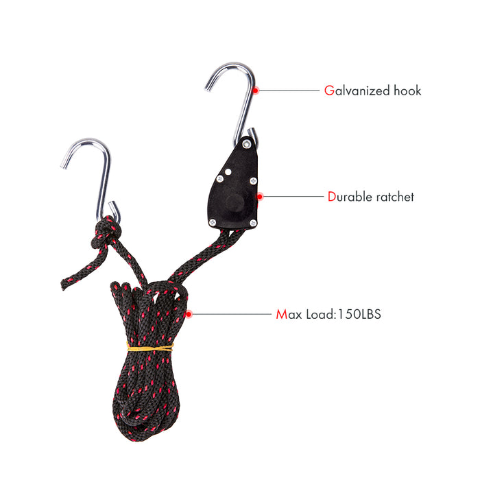 AA Products Adjustable Kayak Canoe Bow Stern Ratchet Tie Down Straps Rope Hanger, 300Lb/ Pair (RR-314) - AA Products Inc