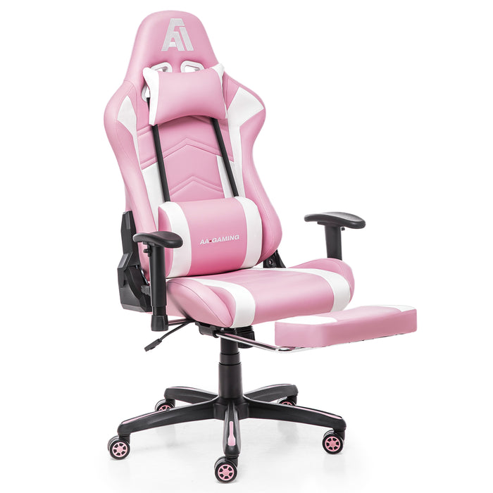 AA Products Gaming Chair Ergonomic High Back Computer Racing Chair Adjustable Office Chair - WhitePink - AA Products Inc