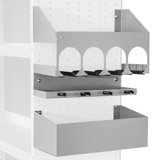 AA Products P-SH-Power Tool Organizer Wall Mount Designed for 16''D Van Shelving Storage, Three Layer 13" W Steel Power Tool Charging Station Organizer(P-SH-PTO-16) - AA Products Inc