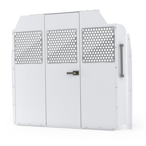 AA Products Model PT-TR-LR-DKWB Steel Cargo Van Safety Partition Low Roof Protective Bulkhead Equipped with Acrylic Custom Window Board and Dook Kit Fit for Transit Full Size Vans - AA Products Inc