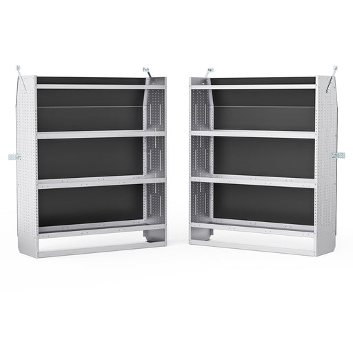 AA Products Model SH-6205(2) Steel Low/Mid/High Roof Van Shelving Storage System Fits Transit, ProMaster and Sprinter, 4 Tiers Set of 2 Van Shelving Units, 52''W x 62''H x 16''D - AA Products Inc