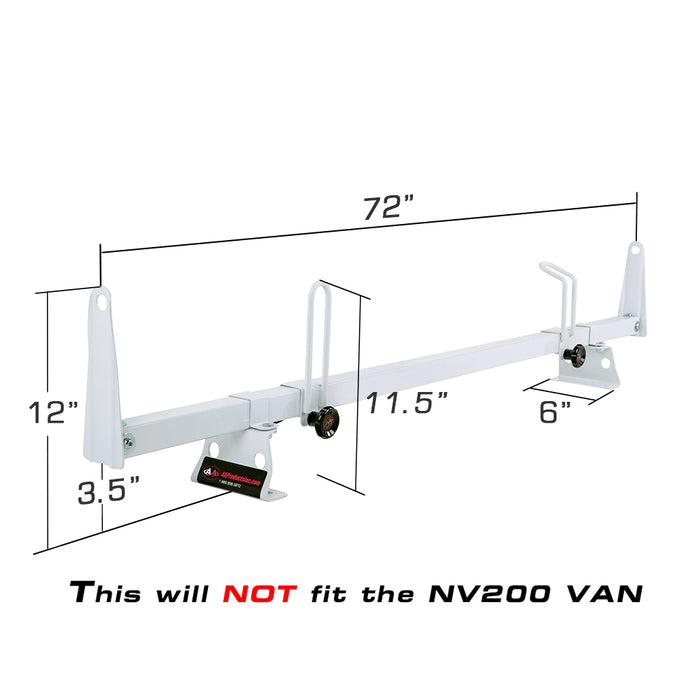 AA-Racks Model X202-NV Compatible NV 2012-On Heavy Gauge Steel 2 Bar Van Roof Rack System w/ Ladder Stopper White - AA Products Inc