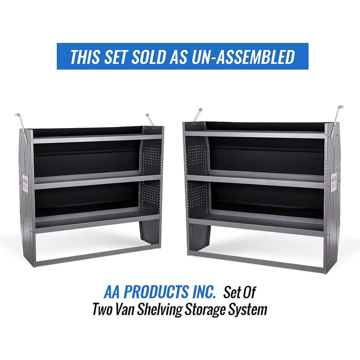 AA Products SH-4605(2) Steel Low/Mid/High Roof Van Shelving Storage System Fits Transit, GM, NV, Promaster, Sprinter and Metris - AA Products Inc