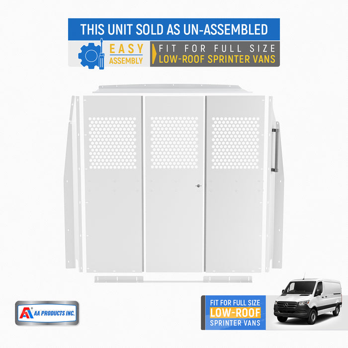 AA Products Model PT-SP-LR Cargo Van Safety Partition Protective Bulkhead Fit for Full Size Low Roof Sprinter Vans Grey