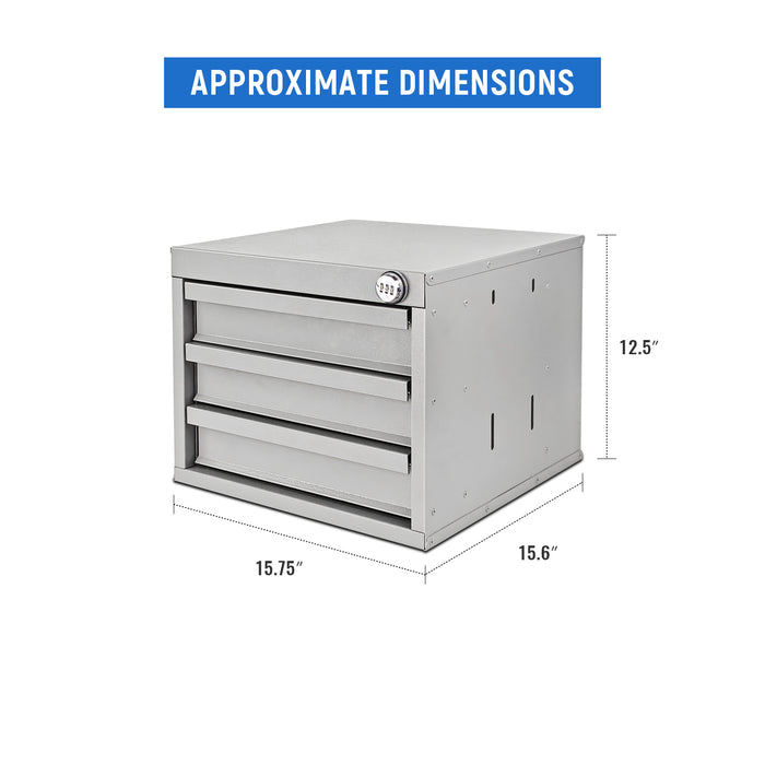 AA Products Model DW-1630 3 Tiers Drawer Cabinet with Password Lock Designed for Tools Room, Utility Room, Workplace, Carriage, Garage. 15.75’’W x 12.5’’H x 15.6”D - Sold Individually - AA Products Inc