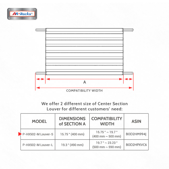 AA-Racks P-HX-502-M Louver Short Style Steel Headache Rack Middle Screen Protective Set, Truck Rack Accessories for Model HX-502(P-HX502-M Louver-S) - AA Products Inc