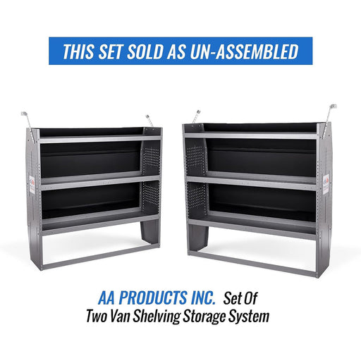 AA Products SH-4603(2) Steel Low/Mid/High Roof Van Shelving Storage System Fits Transit, GM, NV, Promaster and Sprinter - AA Products Inc