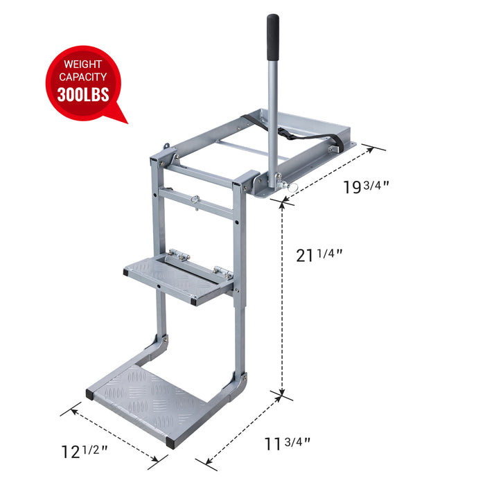 AA Products Aluminum Foldable Tailgate Ladder Rack with Two Step Pad Rung Retractable Truck Tailgate Step with Stable Handrail, Wide Pedals for Work Flatbed Trucks and Equipment Trailers Easy Install Capacity 300 lb (APTL-03) - AA Products Inc