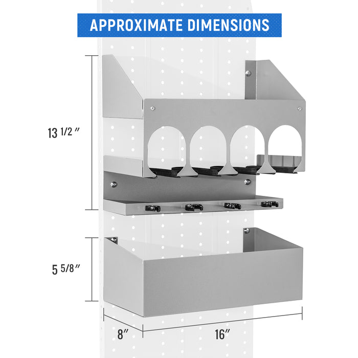 AA Products P-SH-Power Tool Organizer Wall Mount Designed for 16''D Van Shelving Storage, Three Layer 13" W Steel Power Tool Charging Station Organizer(P-SH-PTO-16) - AA Products Inc