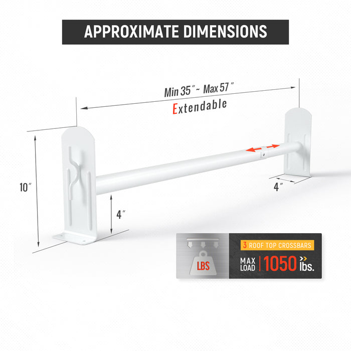 AA-Racks Model DX36 Compatible Transit Connect 2008-13 Steel 3 Bar Utility Drilling Van Roof Ladder Rack System - Matte White - AA Products Inc