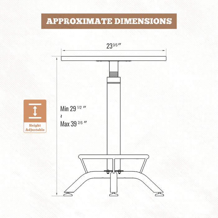 AA Products Industrial Bar Table 29.5-39.4" Adjustable Height Ring Footrest Design Pub Table Pub Cocktail Table Counter Bar Table- Matte Black Base, Brown Wooden Top (IBT-01) - AA Products Inc