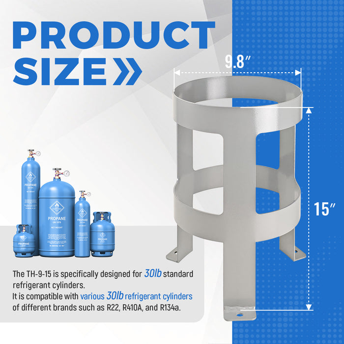 AA Products Model TH-9-15 Propane Tank Holder - Secure Cylinder Rack Stand Perfectly Fits 30lb Propane Tanks- Ideal for Garage, Vehicle Transport & Factory Storage