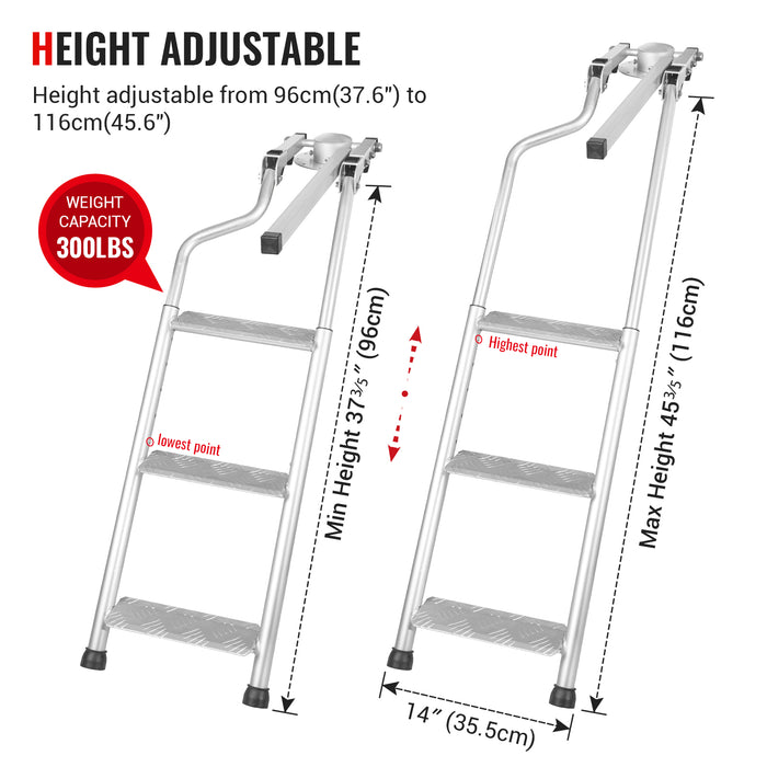 AA Products Aluminum Omni-Directional Tailgate Ladder Rack with Wide Pedal and Handrail for Truck Easy Install Durable Ladder Rack Capacity 300 lbs (APTL-04) - AA Products Inc