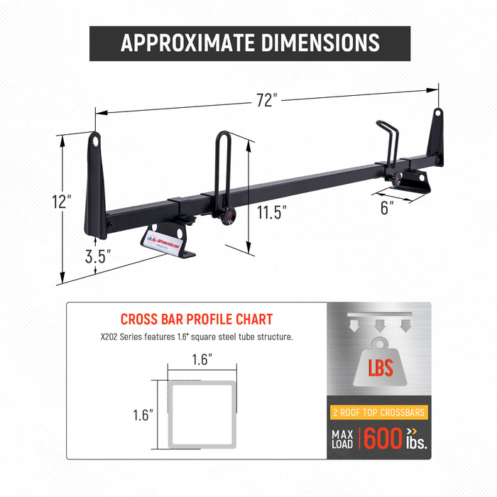 AA-Racks Model X202 Steel Van Roof Rack Cross Bars Fits 2013-On RAM ProMaster/ 2015-On Transit(X202-PR/TR) - AA Products Inc