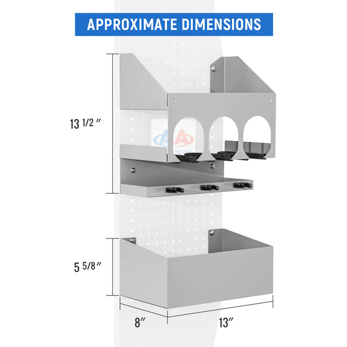 AA Products P-SH-Power Tool Organizer Wall Mount Designed for 13''D Van Shelving Storage, Three Layer 13" W Steel Power Tool Charging Station Organizer(P-SH-PTO-13) - AA Products Inc