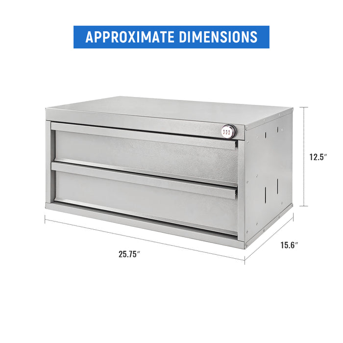 AA Products Model DW-2650 2 Tiers Drawer Cabinet with Password Lock Designed for Tools Room, Utility Room, Workplace, Carriage, Garage. 25.75’’W x 12.5’’H x 15.6”D - Sold individually - AA Products Inc