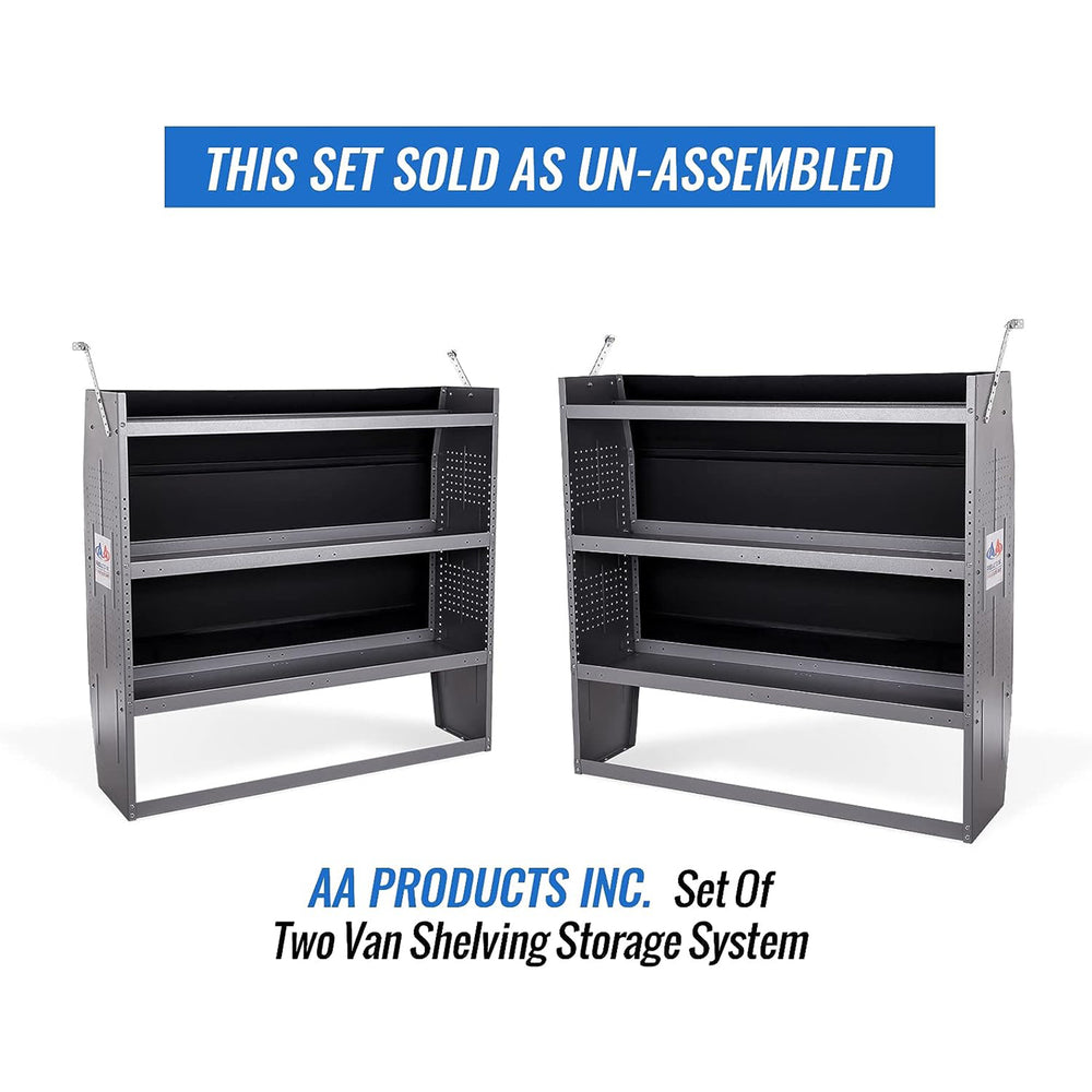 AA Products SH-4604(2) Steel Low/Mid/High Roof Van Shelving Storage System Fits Econoline, Transit, GM, NV, Promaster, Sprinter and Metris - AA Products Inc