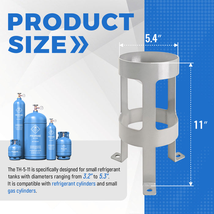 AA Products Model TH-5-11 Propane Tank Holder - Secure Cylinder Rack Stand Perfectly Fits 3.2"-5.3" diameter propane tanks- Ideal for Garage, Vehicle Transport & Factory Storage