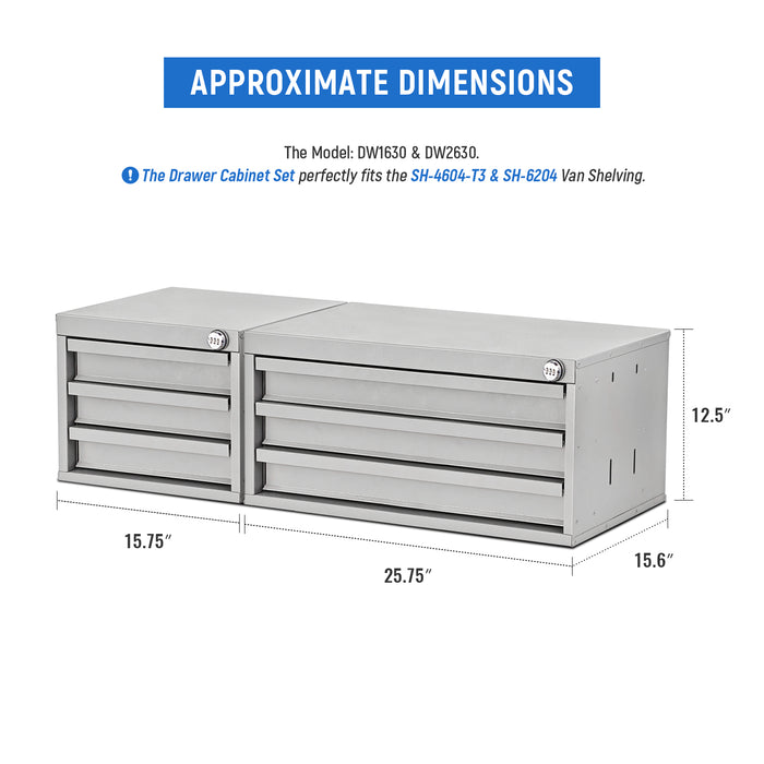 AA Products Drawer Cabinet Set with Password Lock Designed for 16" D AA Van Shelving, Set of 2 Steel Storage Cabinet for Van, Utility Garage(DW-A30B30) - AA Products Inc