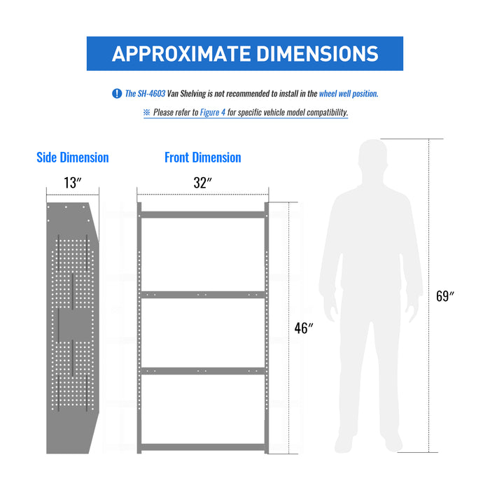 AA Products Steel Low/ Mid/ High Roof Van Shelving Storage System Fits Transit, GMC/Chevy Express, NV, Promaster and Sprinter (SH-4603) - AA Products Inc