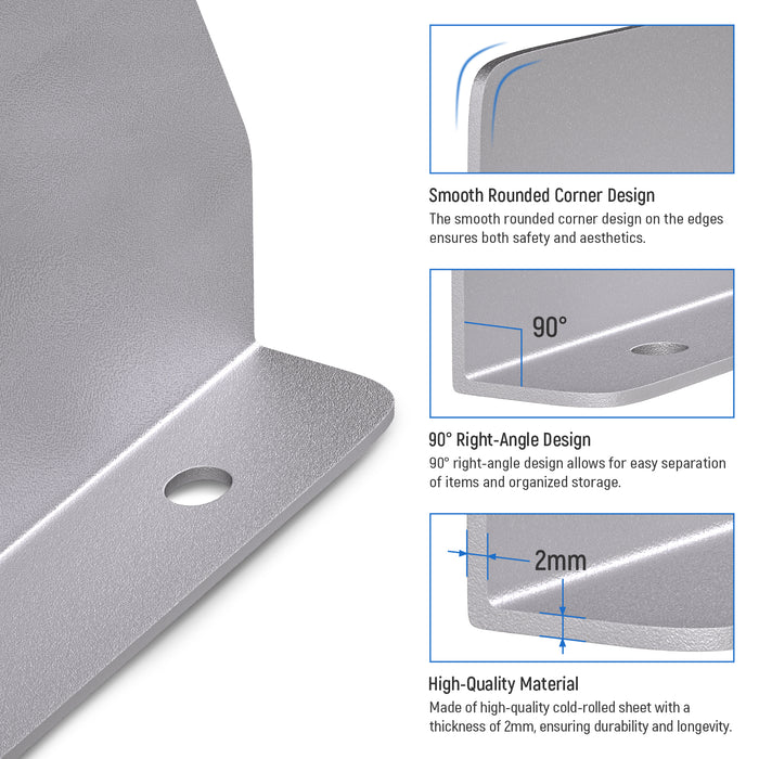 AA Products P-SH-Divider-TOP 4.3" Heightened Version Shelf Divider Shelf Accessories Designed for top boards of 13" Depth Van Shelving Storage, Set of 3 - Grey (P-SH-Divider-T) - AA Products Inc