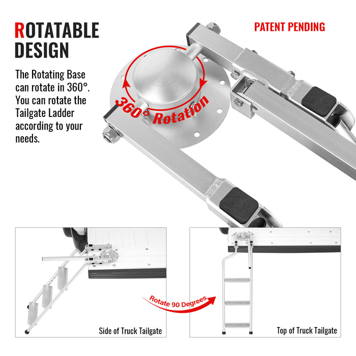 AA Products Aluminum Omni-Directional Tailgate Ladder Rack with Wide ...