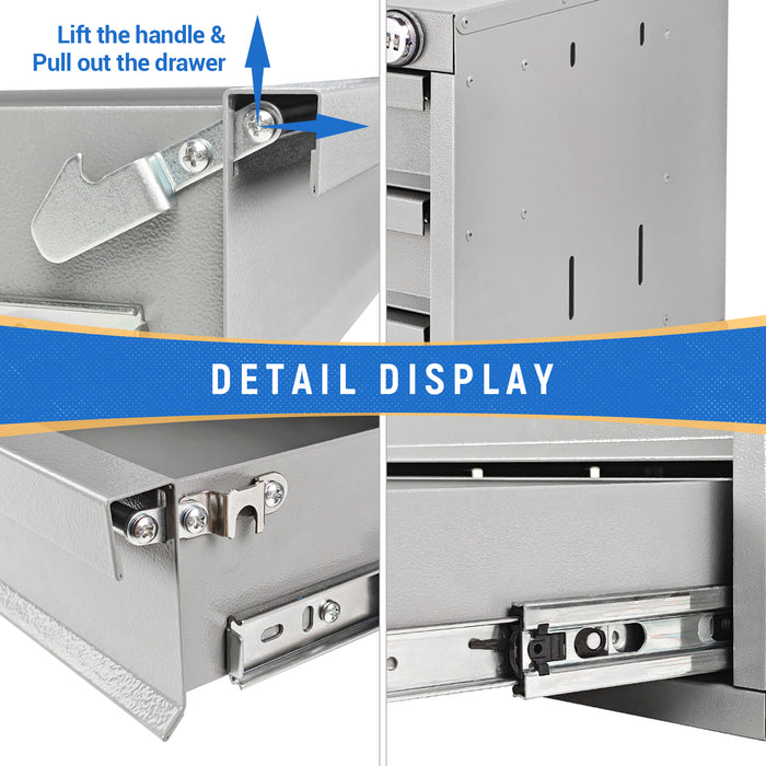 AA Products 3 Drawer Cabinet Set with Password Lock Designed for 16" D AA Van Shelving, Set of 2 Steel Storage Cabinet for Van, Utility Garage, 15.75’’W x 12.5’’H x 15.6” D(DW-A30(2)) - AA Products Inc