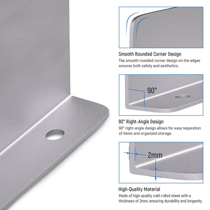 AA Products P-SH-Divider-B 5.9" Heightened Version Shelf Divider Shelf Accessories Designed for 13" Depth Van Shelving Storage, Set of 3 - Grey - AA Products Inc